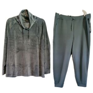 32 Degrees Heat 2Pc Set Velour Top & Jogger Pants Activewear Travel Comfort XXL
